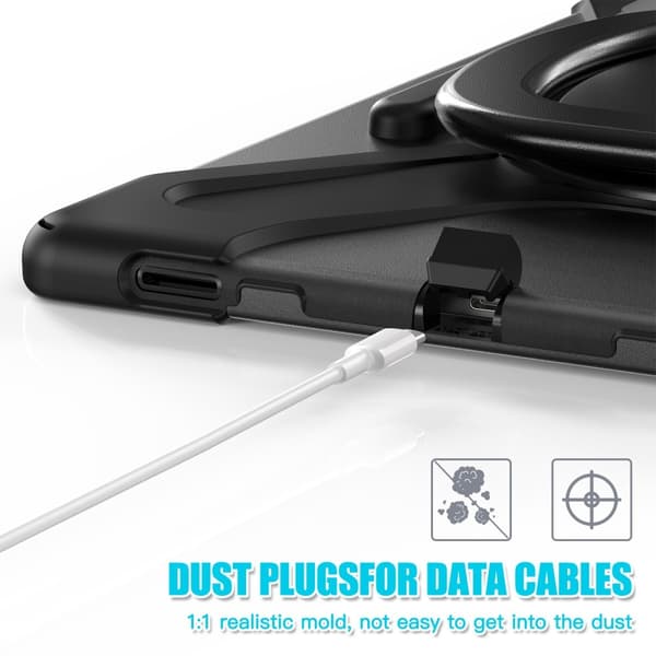 SKALO Samsung Tab S10 Ultra Extra Shockproof Armor 360 Kahva/Tripod Suojakuori - Musta