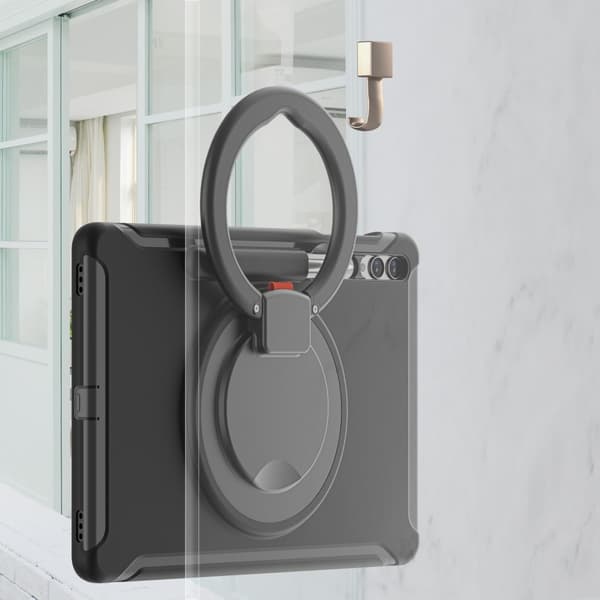 SKALO Samsung Tab S10 Plus Extra Shockproof Armor 360 Kahva/Tripod Suojakuori - Musta