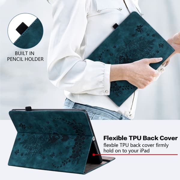 SKALO Samsung Tab S10 Plus Mandala Butterfly Flip Cover - Blå