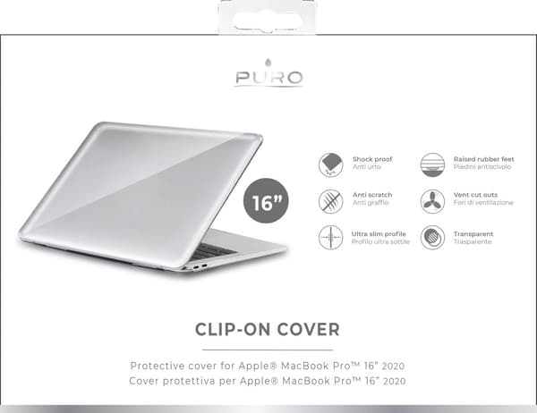 MacBook Pro 16" 2020, CLIP ON Ridget Case, Transparent