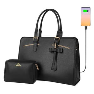 15,6'' laptopväska för kvinnor med kosmetikafodral Matein 1310 Black USB