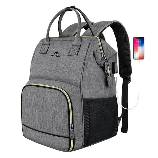 Laptop-ryggsekk / lunsjpose 15,6'' Matein 1368 USB Grå