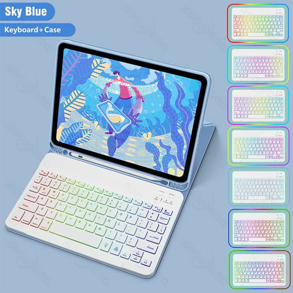 INF Lærveske med RGB Bluetooth-tastatur for iPad iPad 10 10.9 Inches