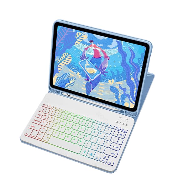 INF Lærveske med RGB Bluetooth-tastatur for iPad iPad 10 10.9 Inches