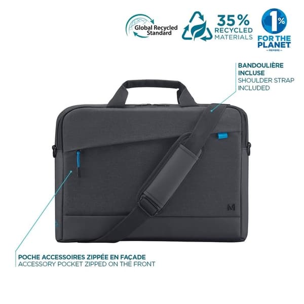 Laptopväska - Mobilis - Trendy - 11-14'' - Vattentåligt tyg - Svart