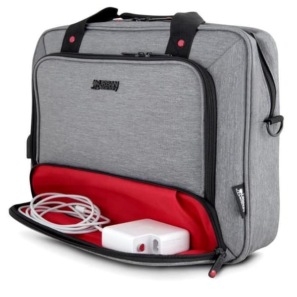 Laptopväska - URBAN FACTORY - MTE14UF - 13''/14'' - USB-port - Gråmelerad