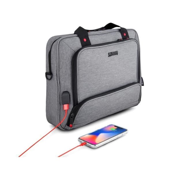 Laptopväska - URBAN FACTORY - MTE14UF - 13''/14'' - USB-port - Gråmelerad