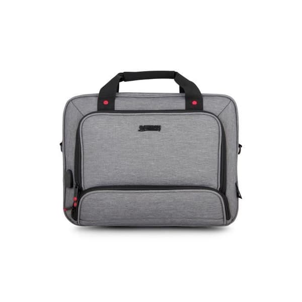URBAN FACTORY Laptopväska MTE15UF - 15,6'' - USB-port och kabel för smartphones och surfplattor - Ljunggrå