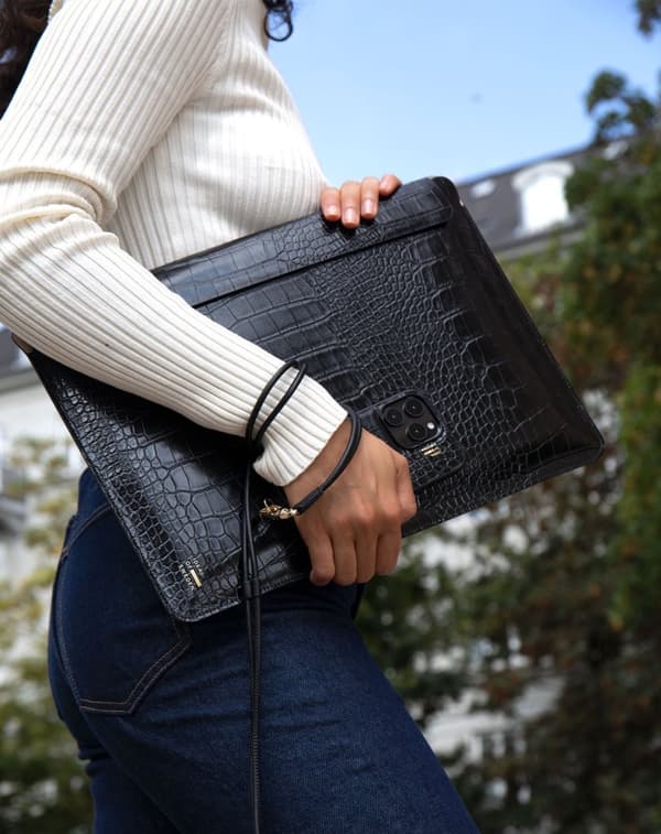 Slim Laptop Sleeve 16\" Black Croco
