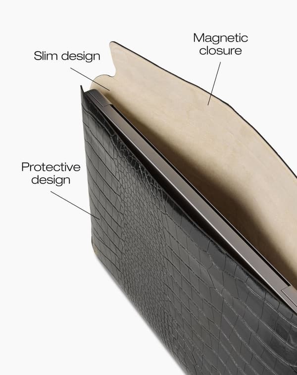 Slim Laptop Sleeve 16\" Black Croco