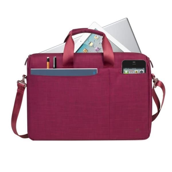 RIVACASE 15,6" Notebook/Bärbar/Bärbar väska Handväska/axelväska med flera fickor Biscayne-serien – Röd