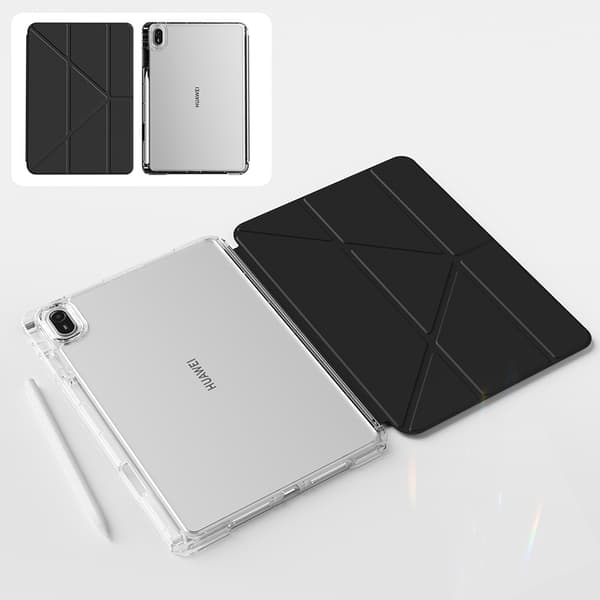 INF Tabletille suunniteltu ylellinen Y-taittuva jalustakotelo - musta Model 7