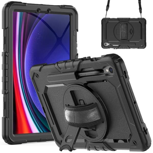 Hybriddeksel med skulderstropp Samsung Galaxy Tab S10 FE Plus - Sort