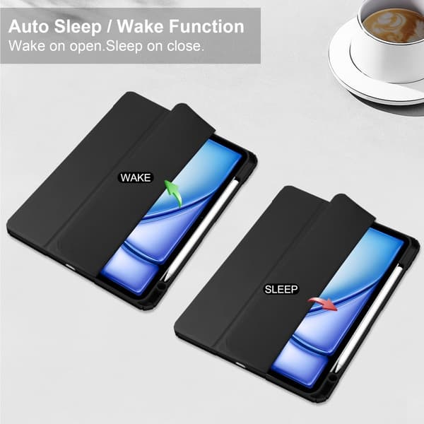 SKALO iPad Air 13 (2025) Trifold Etui med gennemsigtig bagside - Sort
