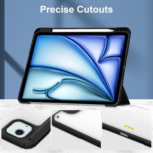 SKALO iPad Air 13 (2025) Trifold Etui med gennemsigtig bagside - Sort