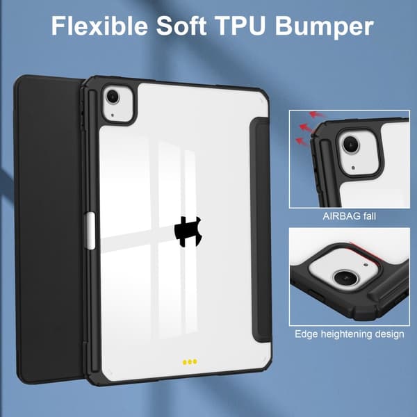 SKALO iPad Air 13 (2025) Trifold Etui med gennemsigtig bagside - Sort