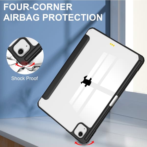 SKALO iPad Air 13 (2025) Trifold Etui med gennemsigtig bagside - Sort