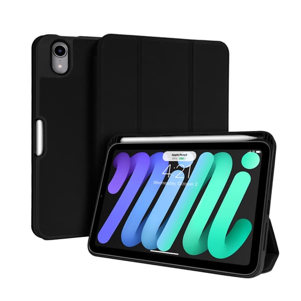 Crong FlexFolio – kotelo iPad mini 6:lle (2021) Apple Pencil -telineellä (musta)