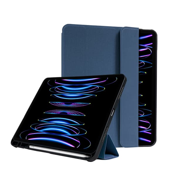 Crong FlexFolio - Etui til iPad Pro 11" (2022-2021) / iPad Air 10,9" (5-4 gen.) med Apple Pencilholder (blå)