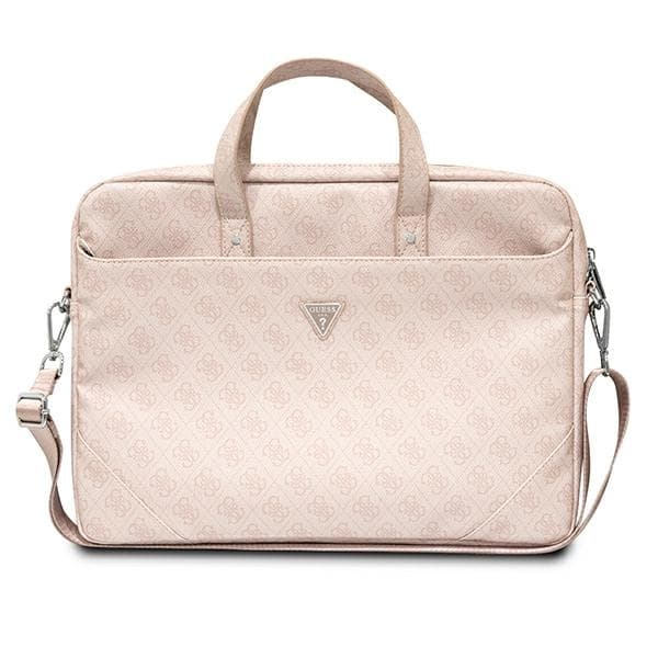 Guess Saffiano 4G Triangle Logo Datorväska - Notebookväska 15”/16” (rosa)