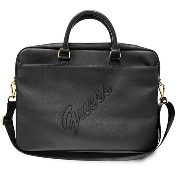 Guess Saffiano Script Computertaske - Notebooktaske 15” (sort)