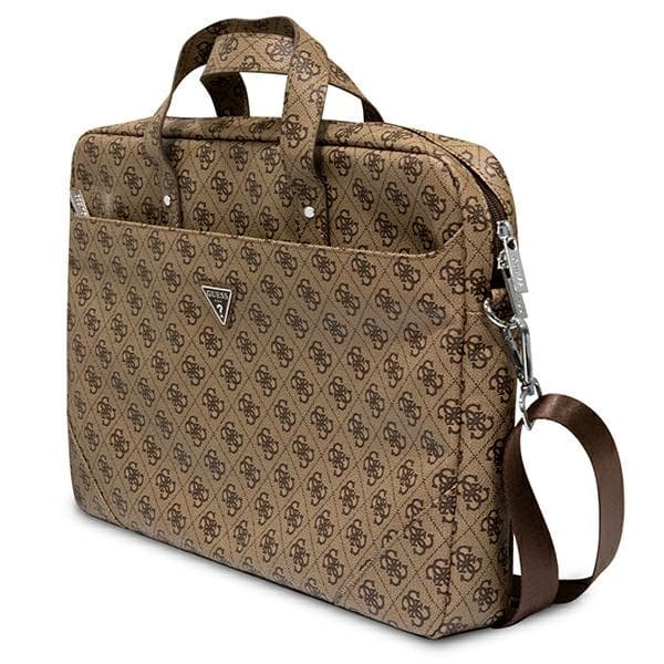 Guess Saffiano 4G Triangle Logo -tietokonelaukku - kannettavan tietokoneen laukku 15 ”/ 16” (ruskea)