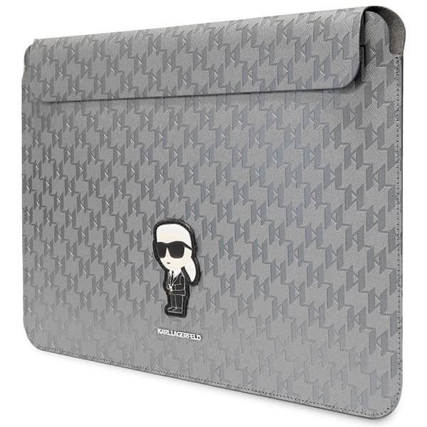 Karl Lagerfeld NFT Saffiano Monogram Ikonik Karl Sleeve - 14" muistikirjakotelo (hopea)