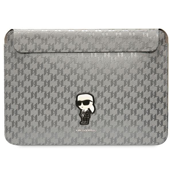 Karl Lagerfeld NFT Saffiano Monogram Ikonik Karl Sleeve - 14" muistikirjakotelo (hopea)