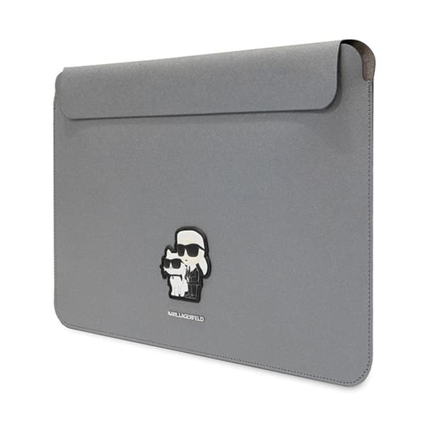 Karl Lagerfeld NFT Saffiano Karl & Choupette Sleeve - 14" muistikirjakotelo (hopea)