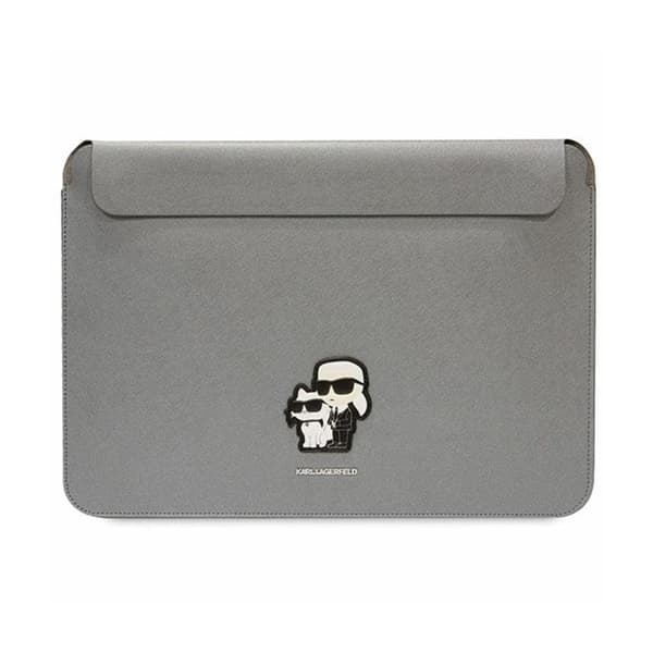 Karl Lagerfeld NFT Saffiano Karl & Choupette Sleeve - 14" muistikirjakotelo (hopea)