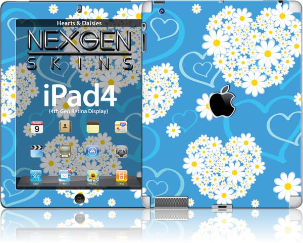 Nexgen Skins med 3D-effekt til iPad 2/3/4 (Hearts and Daisies 3D)