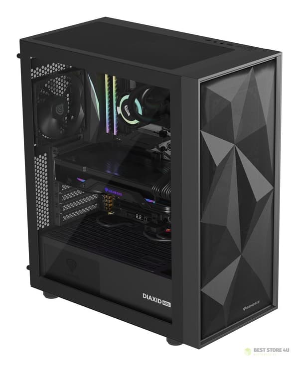 NATEC GAMINGCHASSA GENESIS DIAXID 605F MIDI-TORN USB-C MED FÖNSTER SVART