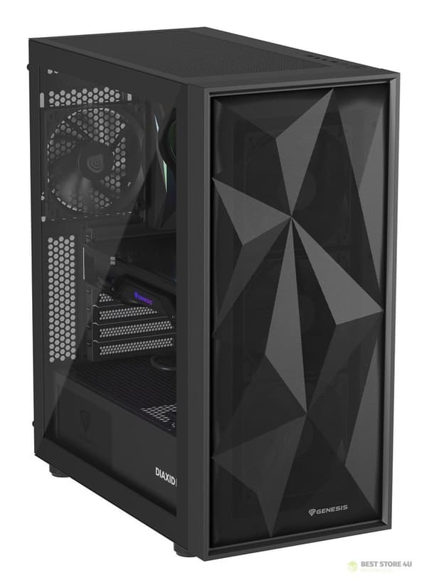 NATEC GAMINGCHASSA GENESIS DIAXID 605F MIDI-TORN USB-C MED FÖNSTER SVART