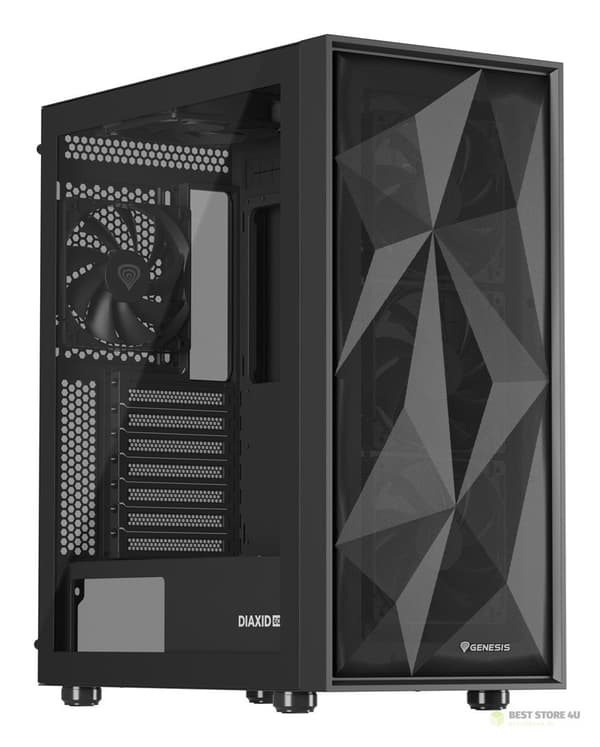 NATEC GAMINGCHASSA GENESIS DIAXID 605F MIDI-TORN USB-C MED FÖNSTER SVART