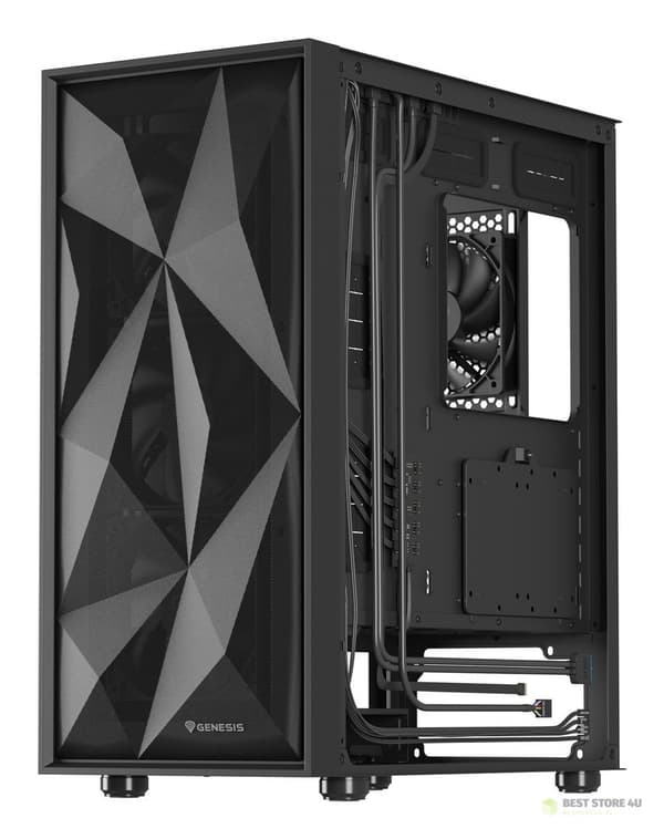 NATEC GAMINGCHASSA GENESIS DIAXID 605F MIDI-TORN USB-C MED FÖNSTER SVART