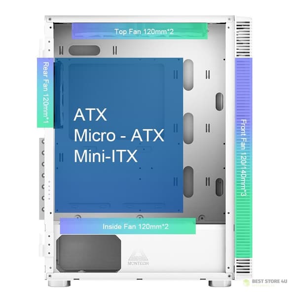Montech X3 TG RGB Datorchassin Vit