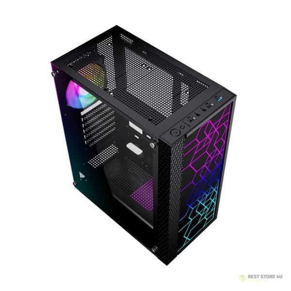 GEMBIRD FORNAX 2500 MIDI-TOWER-CHASSI (1X USB 3.0, 2X USB 2.0, HD-LJUD, GLASIDOPANEL) SVART