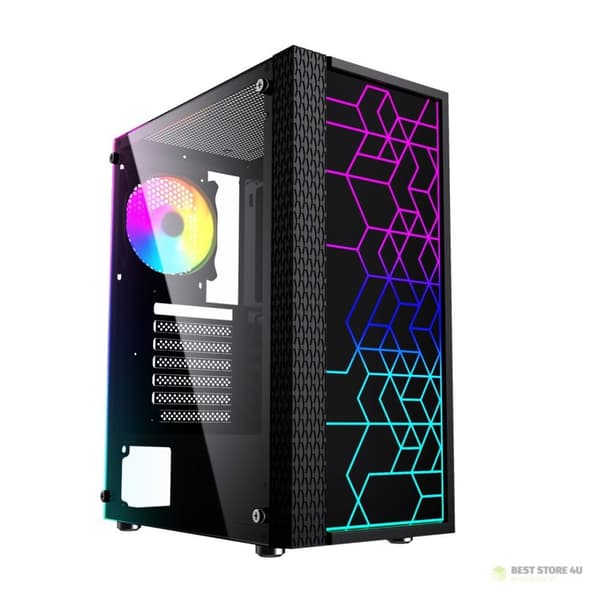 GEMBIRD FORNAX 2500 MIDI-TOWER-CHASSI (1X USB 3.0, 2X USB 2.0, HD-LJUD, GLASIDOPANEL) SVART Svart
