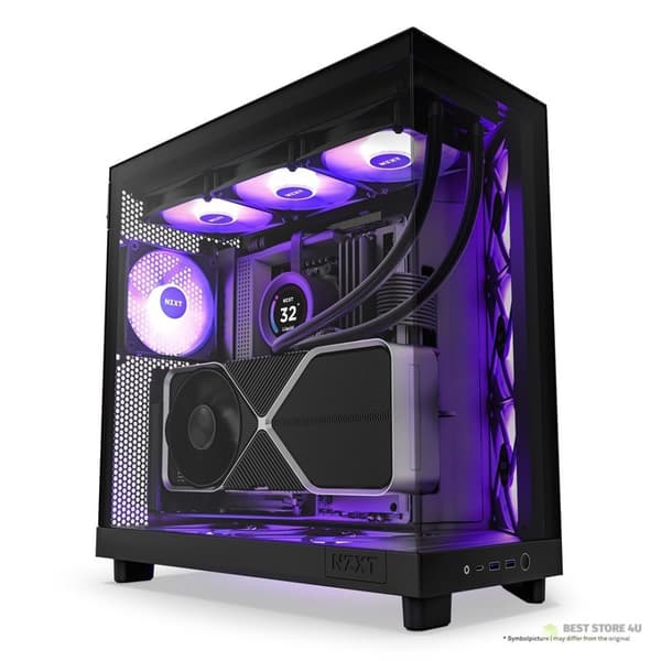 NZXT DATORCHASSI NZXT H6 FLOW RGB MIDI-TOWER MED FÖNSTER SVART