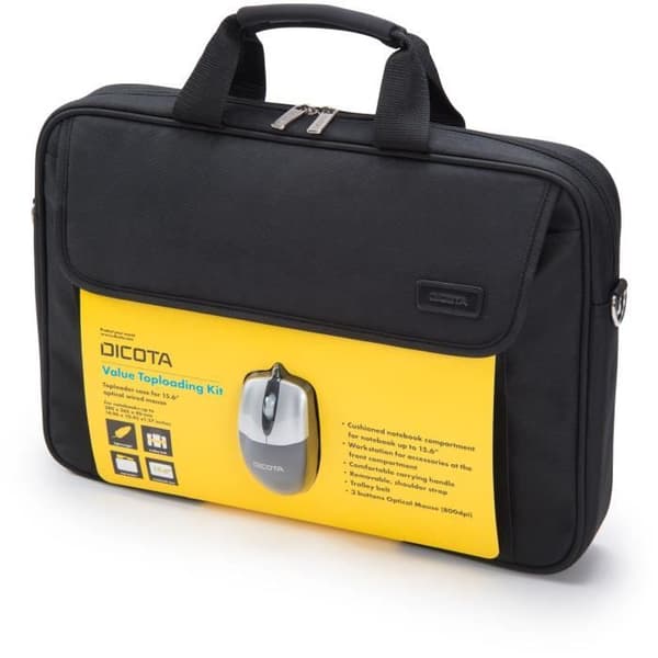 DICOTA Value Toploading Kit laptopväska med optisk USB-mus - 15,6"