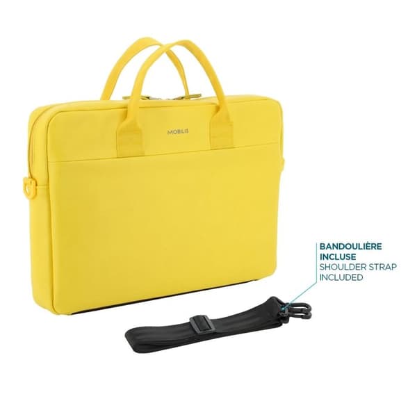 Laptopväska 11-14", PC/surfplatta Axelväska, kompatibel MacBook 13", läderlook, gul