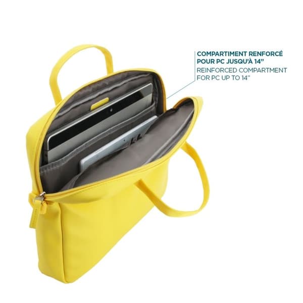 Laptopväska 11-14", PC/surfplatta Axelväska, kompatibel MacBook 13", läderlook, gul