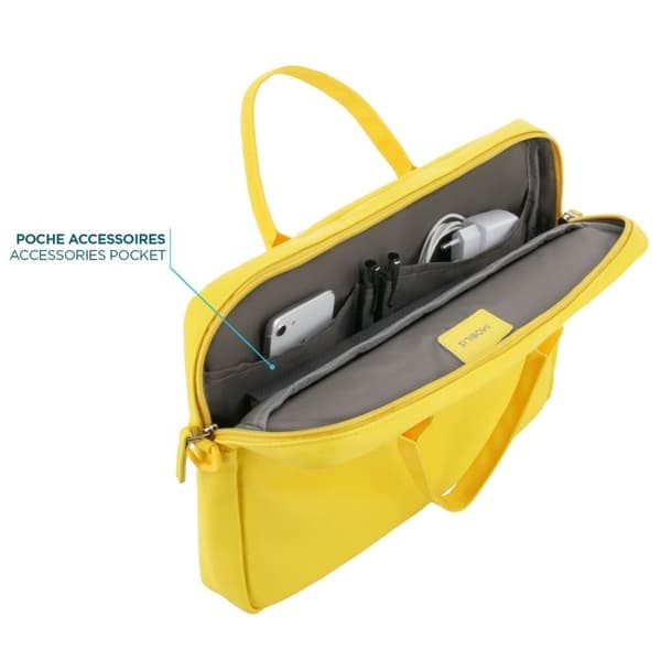 Laptopväska 11-14", PC/surfplatta Axelväska, kompatibel MacBook 13", läderlook, gul