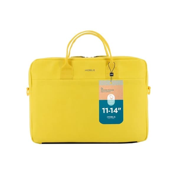 Laptopväska 11-14", PC/surfplatta Axelväska, kompatibel MacBook 13", läderlook, gul