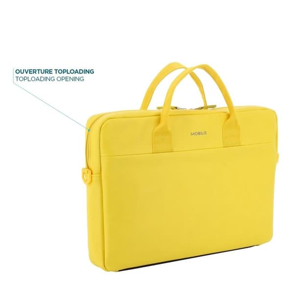 Laptopväska 11-14", PC/surfplatta Axelväska, kompatibel MacBook 13", läderlook, gul