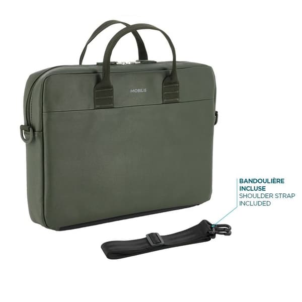 Laptopväska 11-14", PC/Surfplatta Axelväska, Kompatibel MacBook 13", Läderlook, Khaki