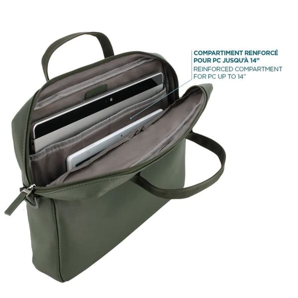 Laptopväska 11-14", PC/Surfplatta Axelväska, Kompatibel MacBook 13", Läderlook, Khaki