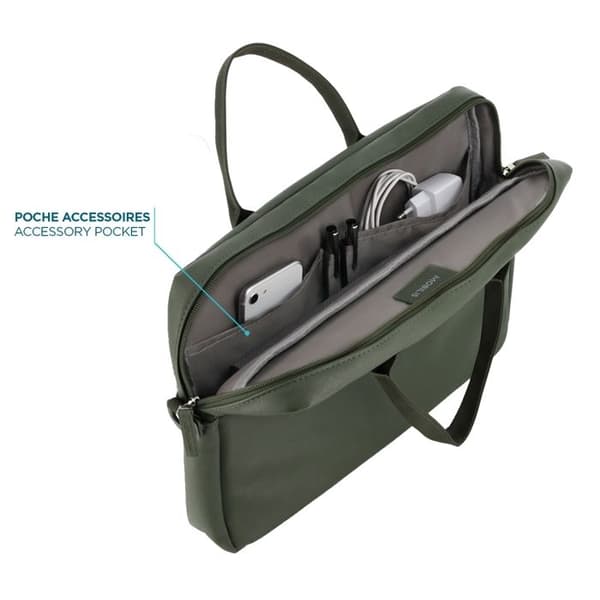 Laptopväska 11-14", PC/Surfplatta Axelväska, Kompatibel MacBook 13", Läderlook, Khaki