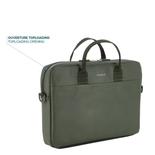 Laptopväska 11-14", PC/Surfplatta Axelväska, Kompatibel MacBook 13", Läderlook, Khaki