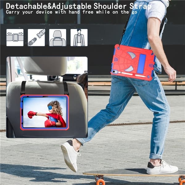 SKALO iPad 11" (2025) Hämähäkinverkko Lastenkuori - Punainen